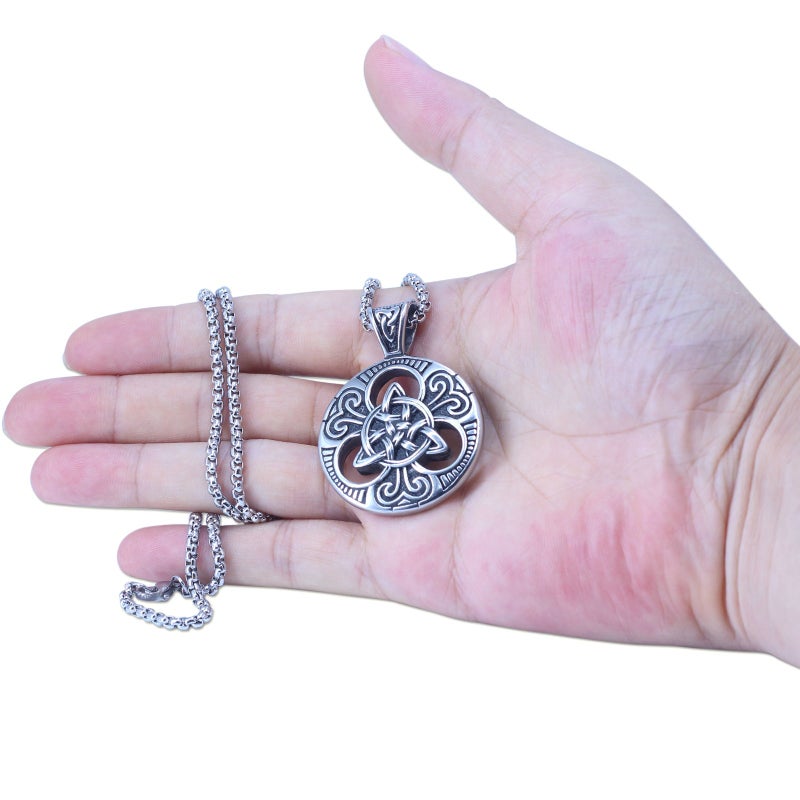 ENHONG Celtic Knot Necklace for Men,Stainless Steel Double Side Solid Heavy Pendant with Chain 28 inches - Image 5